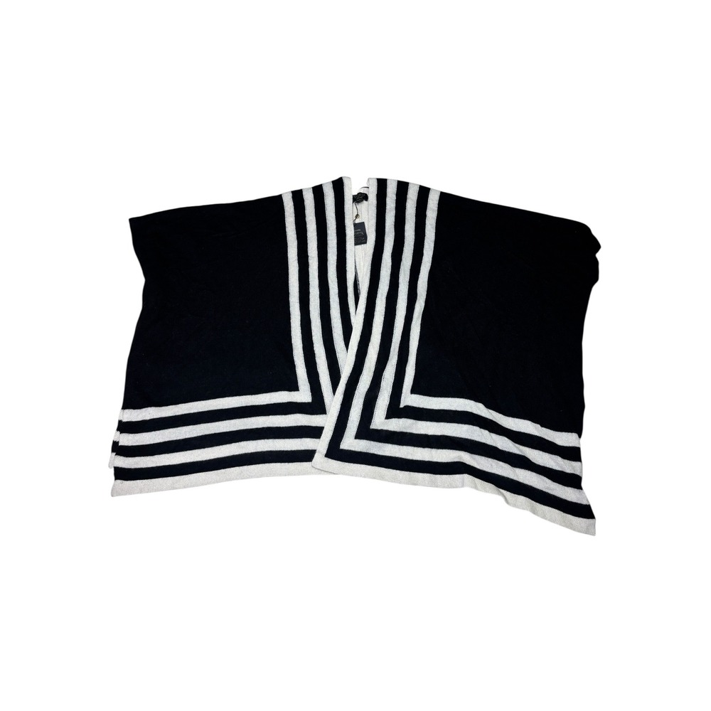 NWT‎ Charter Club Luxury 100% Cashmere Poncho Wrap Black White Striped One Size